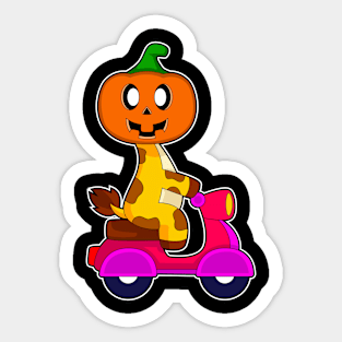 Giraffe Halloween Pumpkin Scooter Sticker